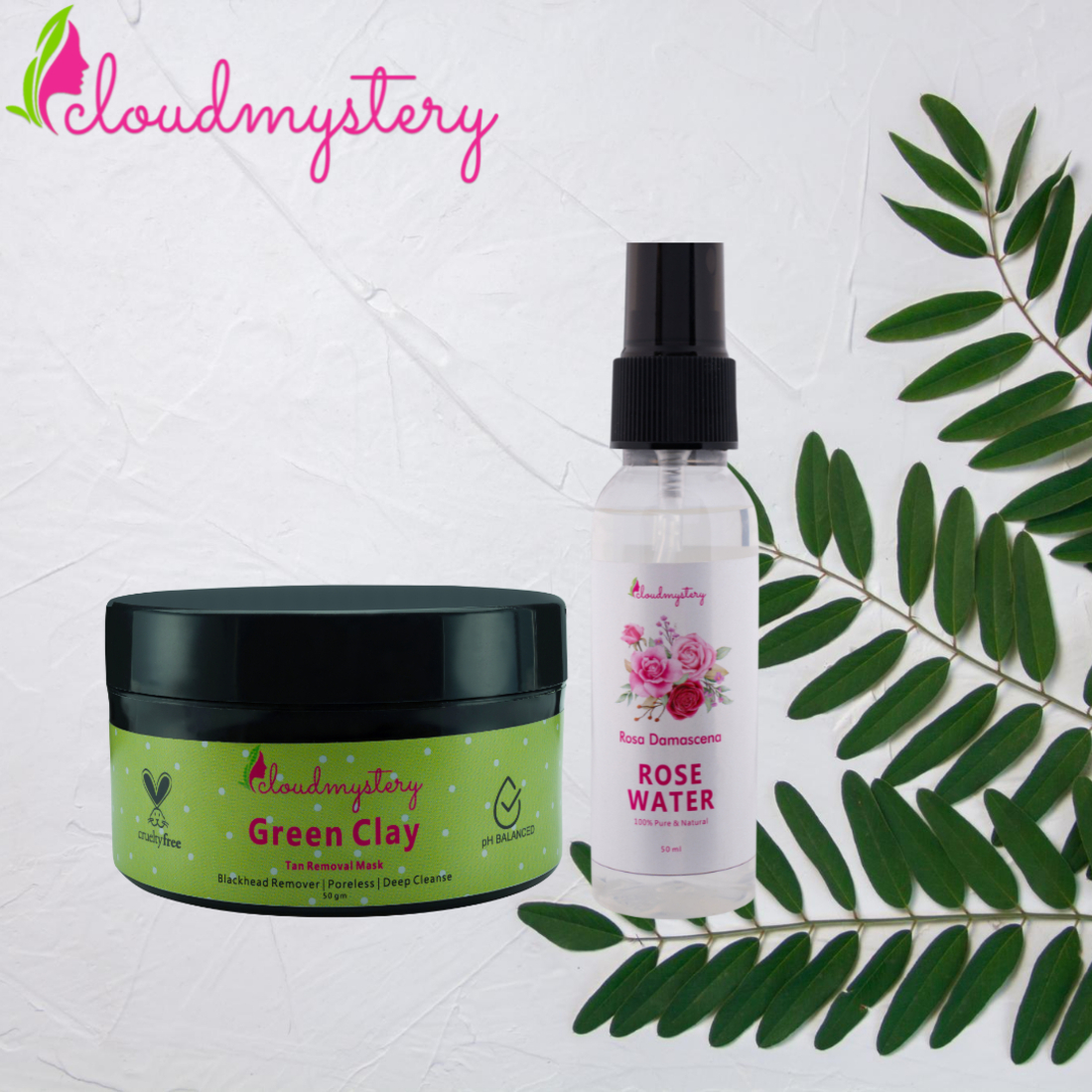 Green Clay Tan Removal Mask & Steam Distilled Rose Water