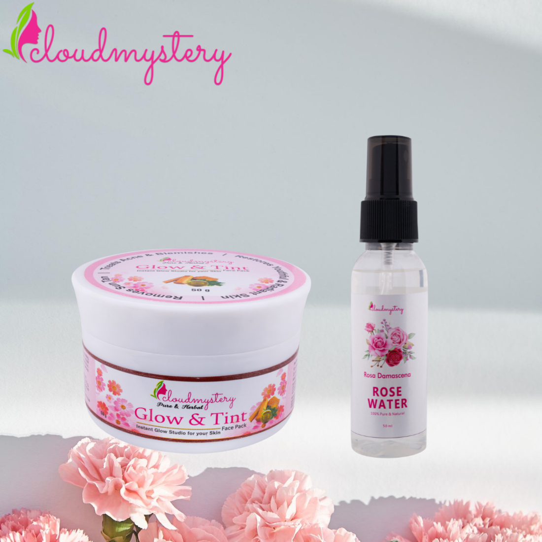 Glow & Tint Face Pack & Steam Distilled Rose Water
